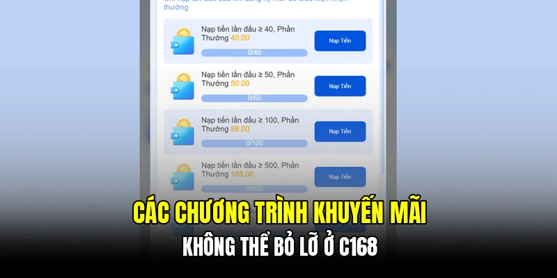 Các chương trình khuyến mãi không thể bỏ lỡ ở C168