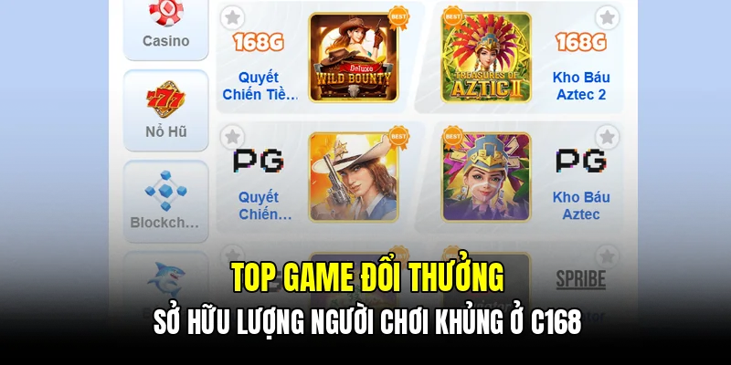 Top game đổi thưởng sở hữu lượng người chơi khủng ở C168